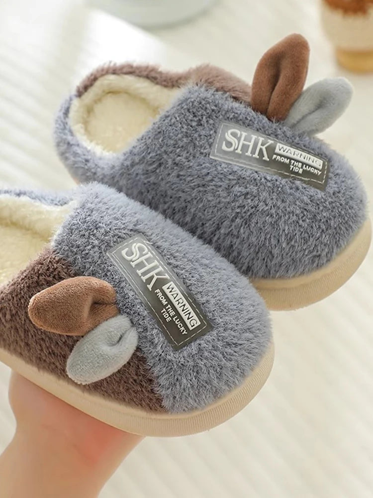 Plush Bunny Ear Kids Slippers – Warm Non-Slip Indoor Shoes for Toddlers & Kids