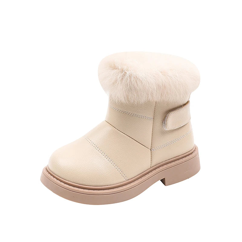 Girls' Faux Fur Trim Snow Boots – Warm Winter Ankle Boots for Toddlers & Little Girls