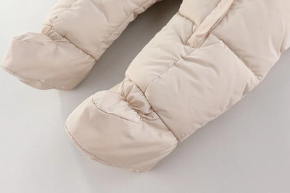 Plush-Lined Winter Baby Snowsuit with Hood & Mittens (0–18 Months)