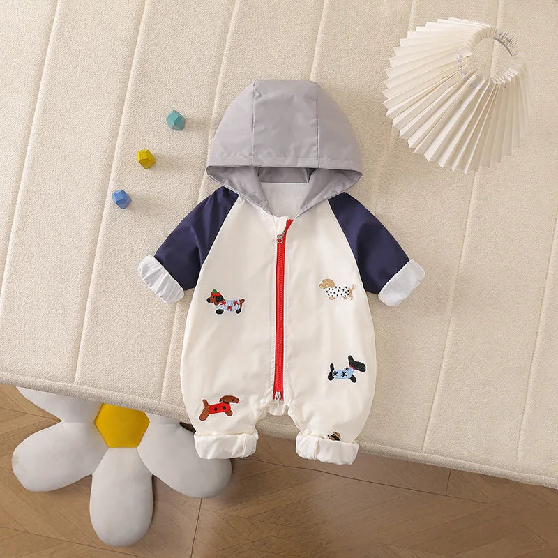 Lightweight Hooded Utility Romper for Babies