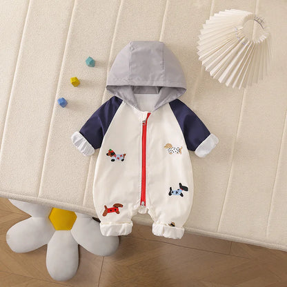 Lightweight Hooded Utility Romper for Babies