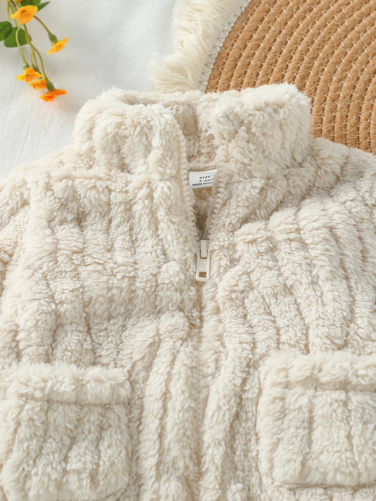 Plush Cable-Texture Jacket & Pants Set for Babies