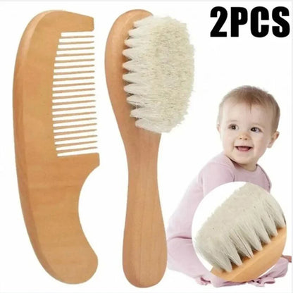 Natural Wooden Baby Hair Brush & Comb Set – 2 Pieces