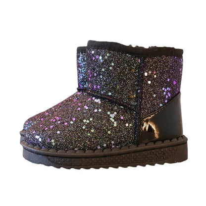 Glitter Plush-Lined Ankle Boots for Girls
