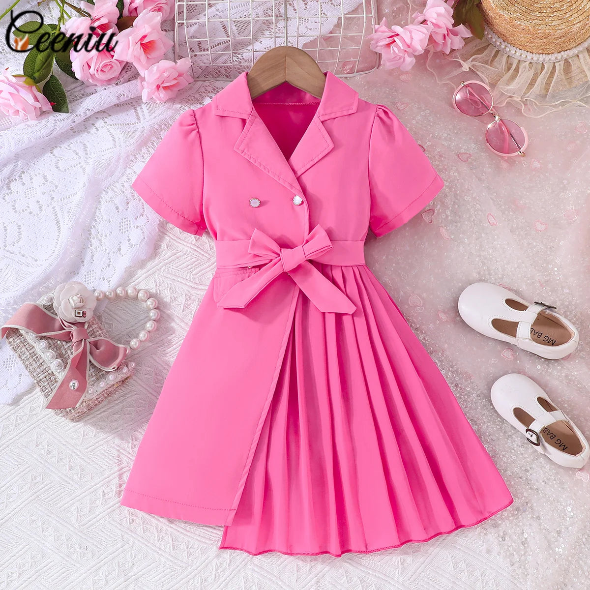 Tailored Lapel Belted Dress for Girls (3-8Y)