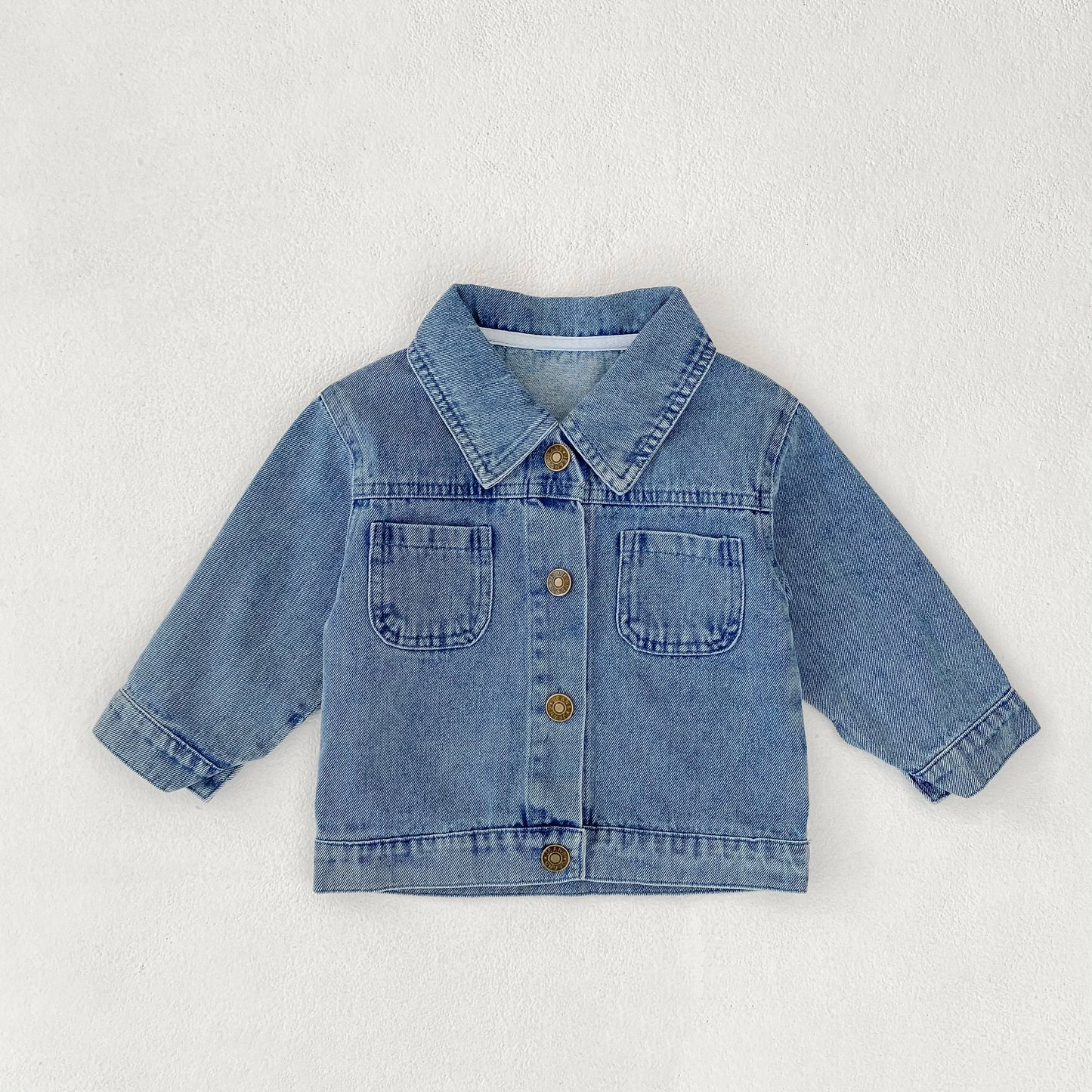 Baby Denim Jacket with Double Pockets – Soft Cotton Button Jacket (Ages 6–24 Months)
