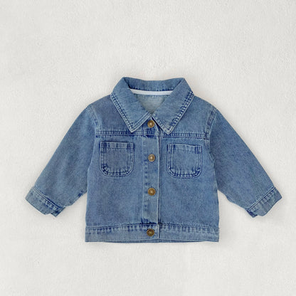 Baby Denim Jacket with Double Pockets – Soft Cotton Button Jacket (Ages 6–24 Months)
