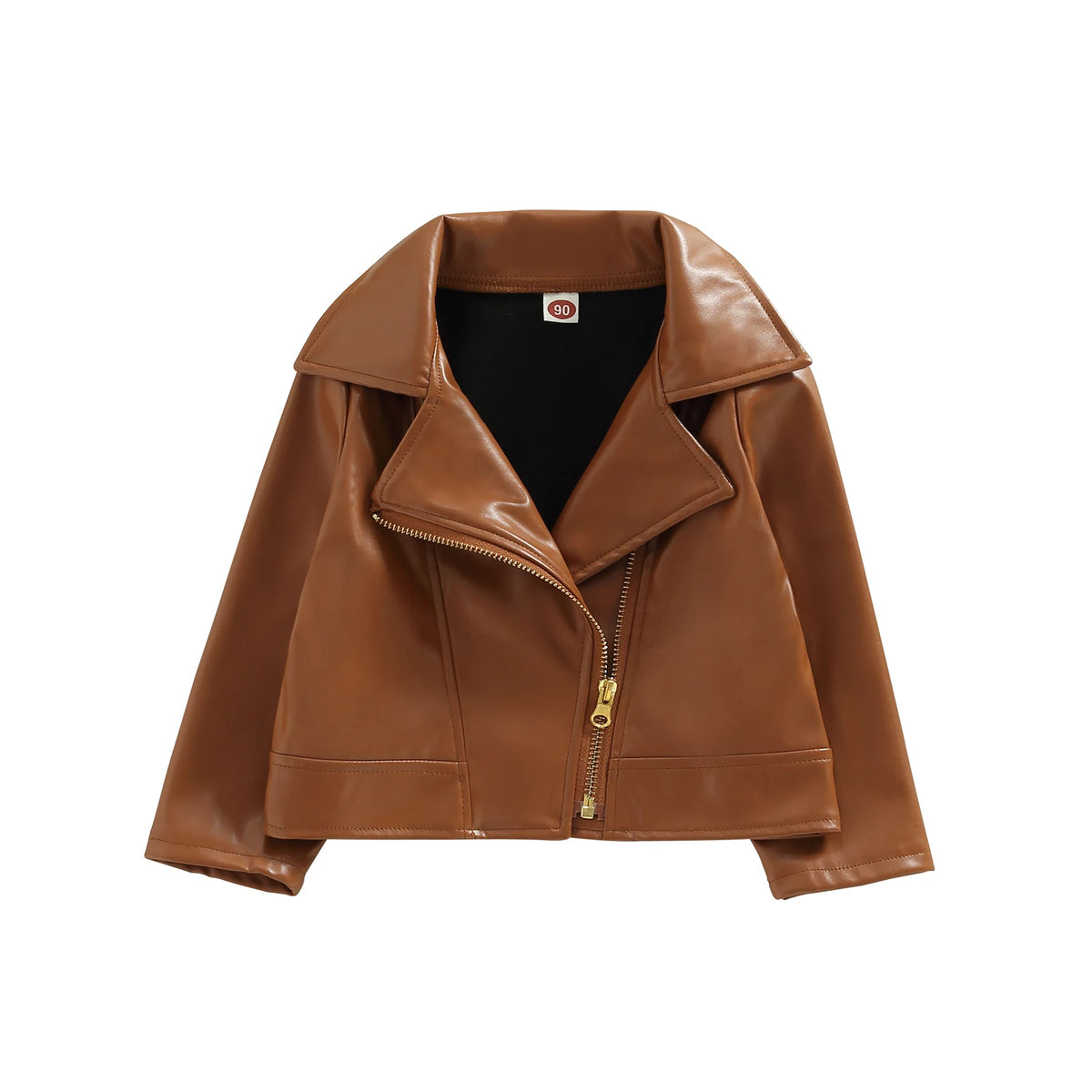 Classic Moto Kids’ Faux Leather Jacket with Gold-Tone Zip