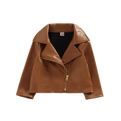 Classic Moto Kids’ Faux Leather Jacket with Gold-Tone Zip