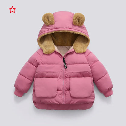 Faux-Fur Bear Hood Puffer Jacket for Kids