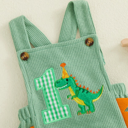 First Birthday Dinosaur Overall Romper for Baby Boys