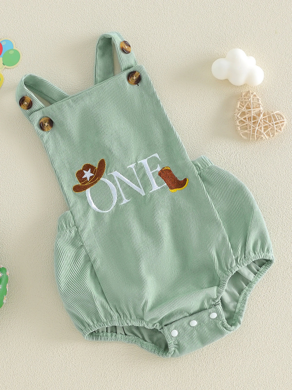 Wild One First Birthday Corduroy Overall Romper