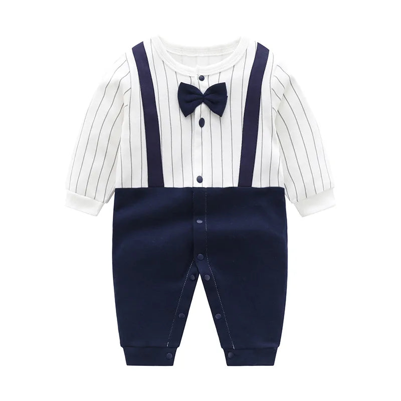 Bow-Tie Tuxedo Romper for Baby Boys