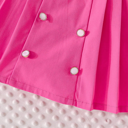 3D Rose Girls’ Blazer & Pleated Skirt Set
