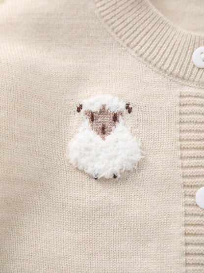 Fluffy Little Sheep Knit Cardigan for Baby Girls