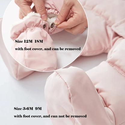 Plush-Lined Winter Baby Snowsuit with Hood & Mittens (0–18 Months)