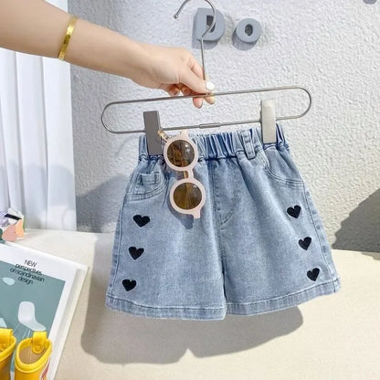 Playful Detail Denim Shorts for Girls