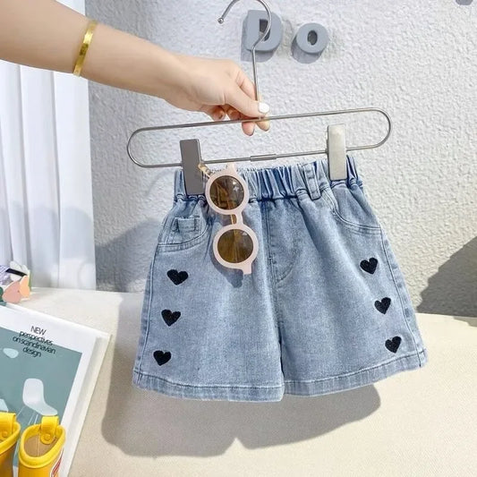 Playful Detail Denim Shorts for Girls