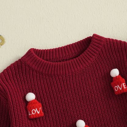 Kids Knit Sweater with 3D Beanie Detail – Cozy Crewneck Pullover (0 - 5 Years)
