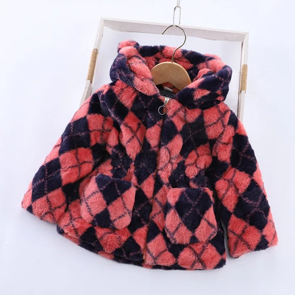 Baby Girls Sherpa Hooded Winter Coat with Pockets – Soft Plush Zip-Up Jacket