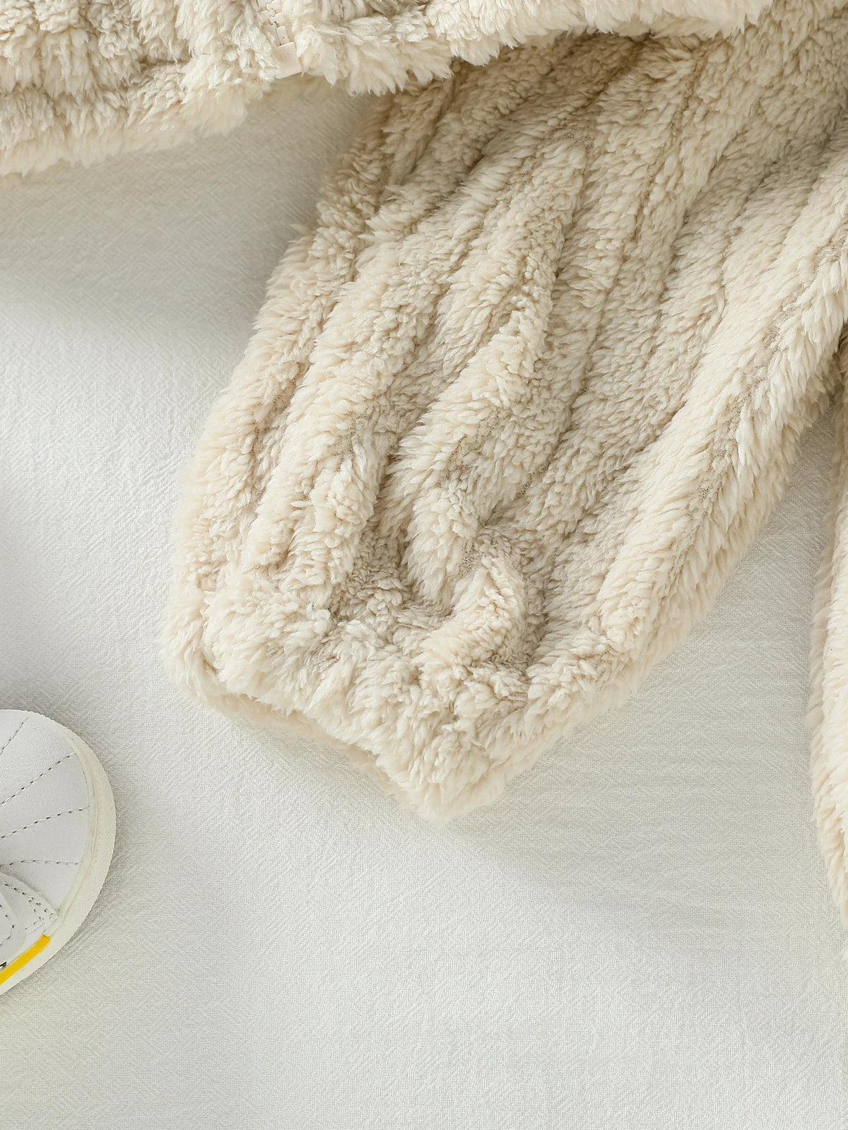 Plush Cable-Texture Jacket & Pants Set for Babies
