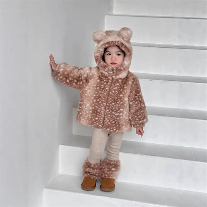 Bear Ear Hooded Plush Jacket & Cozy Winter Separates for Kids