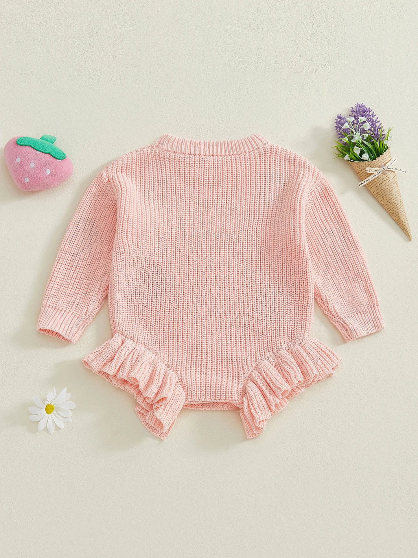 Strawberry Knit Sweater Romper for Baby Girls