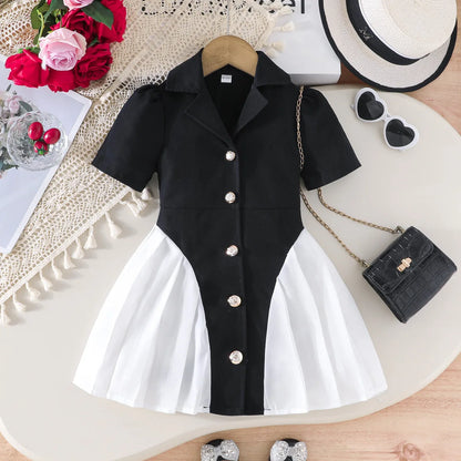 Tailored Lapel Belted Dress for Girls (3-8Y)