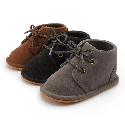 Suede-Look Lace-Up Baby Ankle Boots