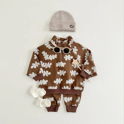 Doodle Leaf Half-Zip Sweatshirt & Jogger Set