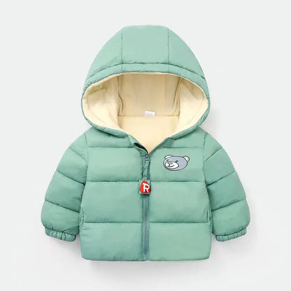 Bear Patch Hooded Puffer Jacket for Boys
