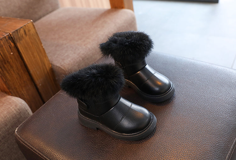 Girls' Faux Fur Trim Snow Boots – Warm Winter Ankle Boots for Toddlers & Little Girls