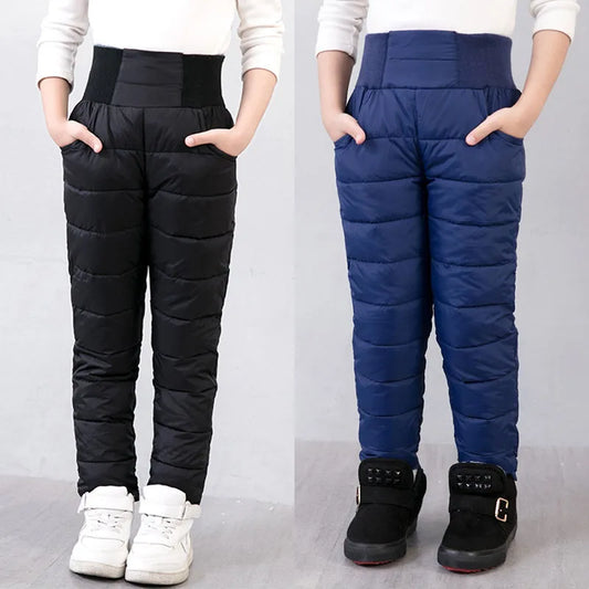 Kids High-Waist Winter Puffer Pants – Warm Waterproof Snow & Ski Trousers (Unisex)