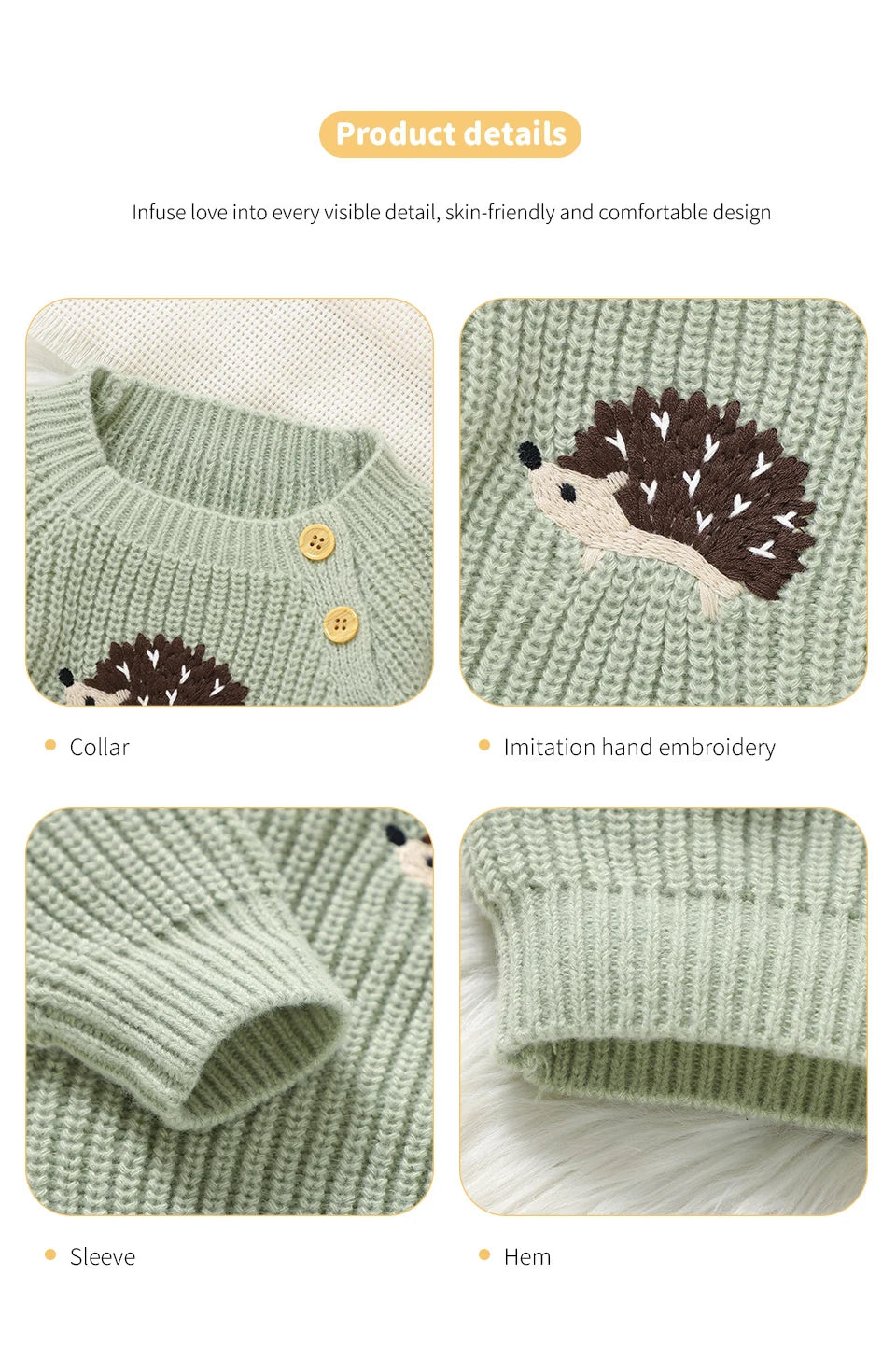 Cable-Knit Baby & Toddler Sweater – Soft Winter Pullover with Crew Neck (6 Months–3 Years)