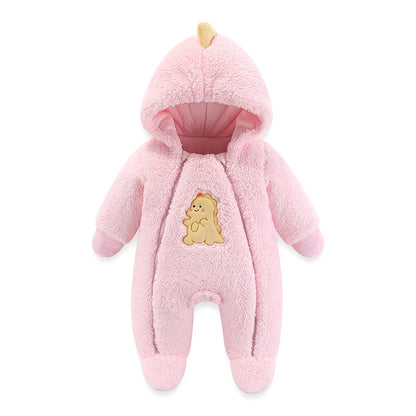 Cozy Critter Winter Romper – Hooded Plush Jumpsuit (0–12 Months)