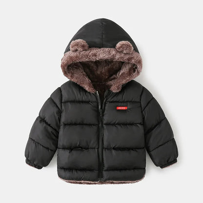 Faux-Fur Bear Hood Puffer Jacket for Kids