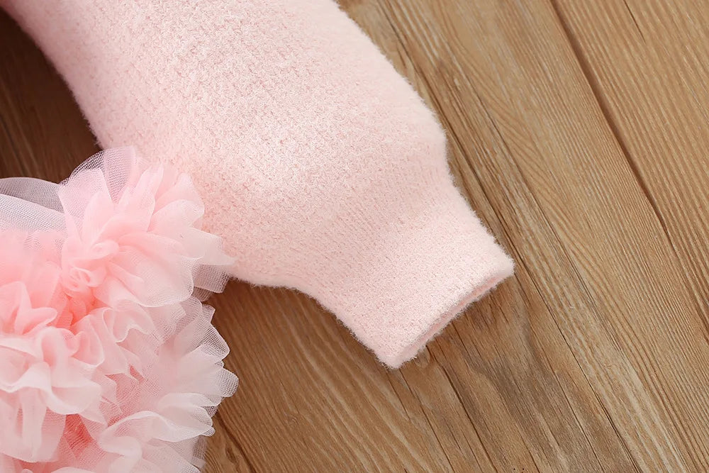 Bunny Bloom Knit Cardigan & Ruffle Tutu Skirt Set for Girls