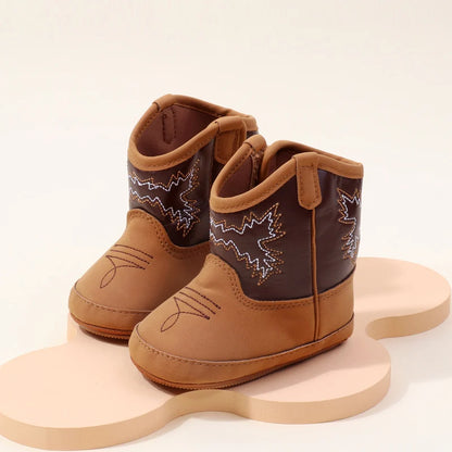 Western Embroidered Baby Cowboy Boots with Side Zipper