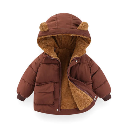 Bear-Ear Hooded Duck Down Puffer Jacket for Girls