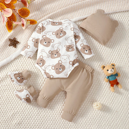 Little Bear Bodysuit, Pants, Hat & Booties 4-Piece Baby Boy Set