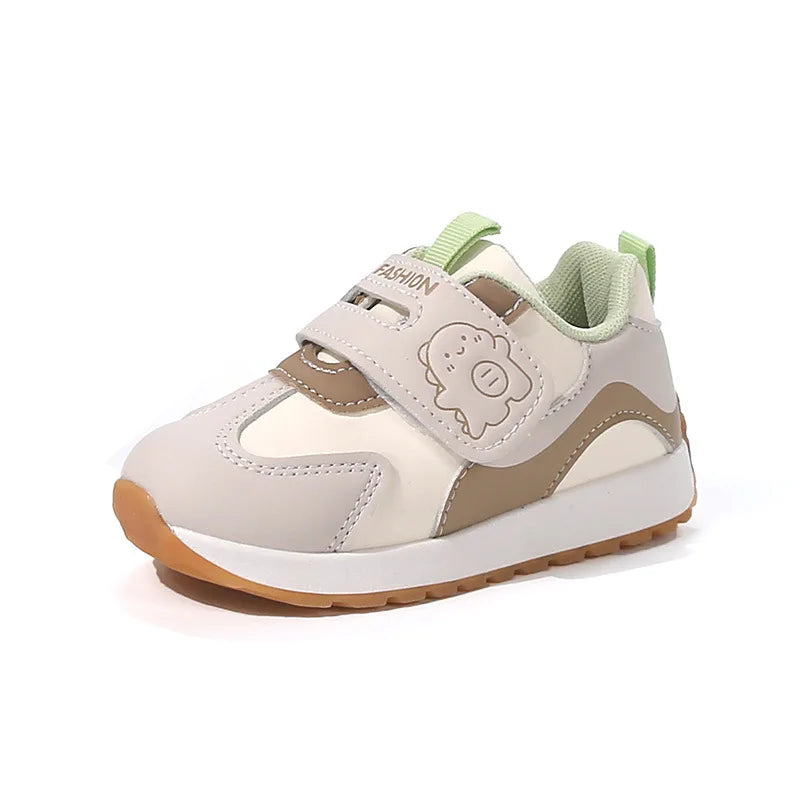 Panda Patch Velcro Toddler Sneakers with Colorblock Accents
