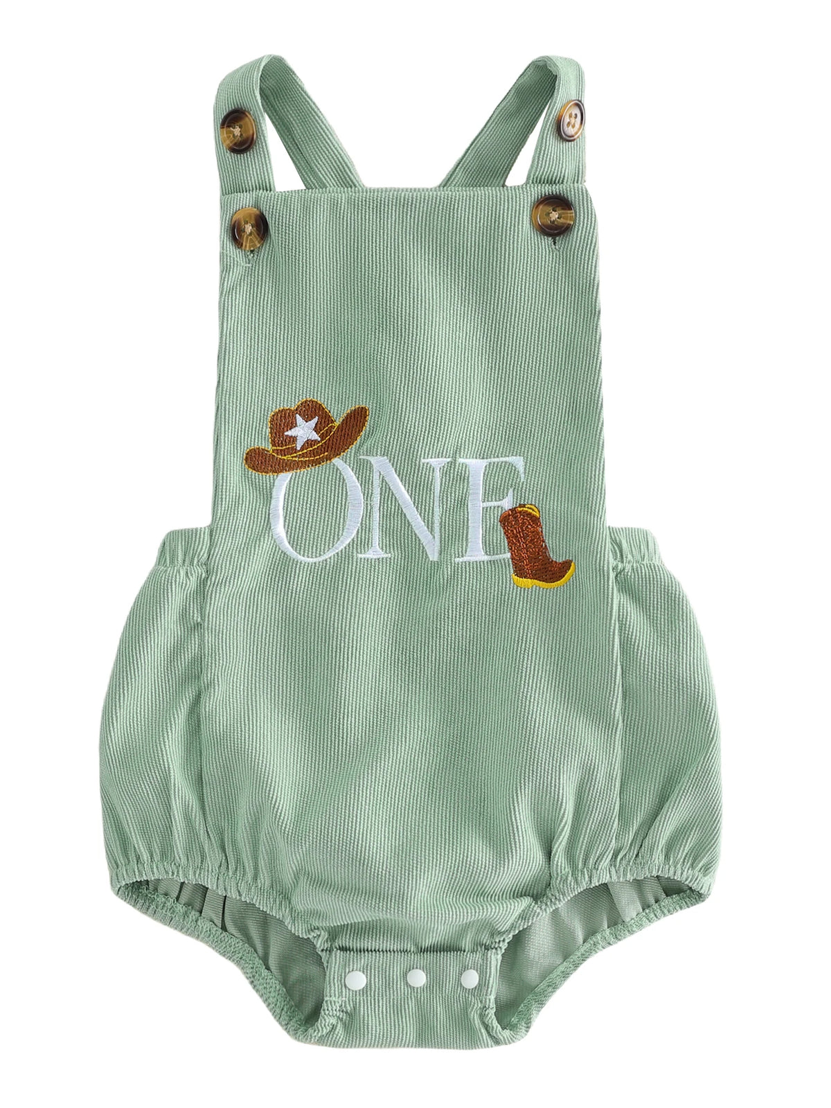 Wild One First Birthday Corduroy Overall Romper