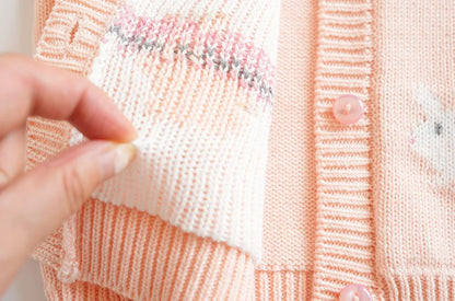 Baby & Toddler Girls Cotton Knit Cardigan (2–6 Years) – Button-Front Sweater with Duck Embroidery