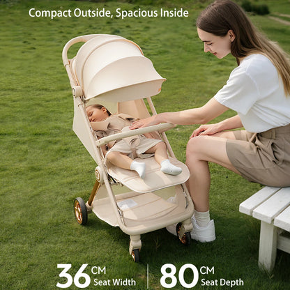 Lightweight Compact Travel Stroller with Reclining Seat – One-Hand Fold & UPF 50+ Canopy