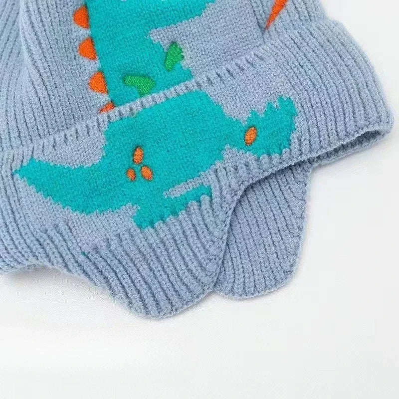 3D Dinosaur Knit Earflap Hat for Kids