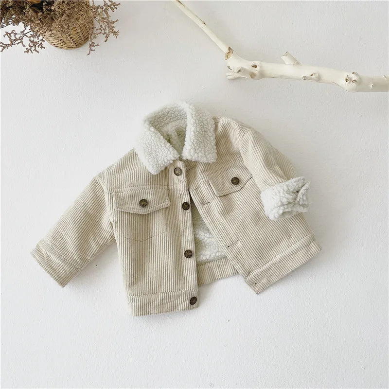 Sherpa Collar Corduroy Button Jacket for Boys