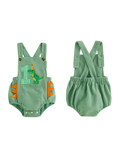 First Birthday Dinosaur Overall Romper for Baby Boys