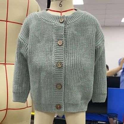 Button-Front Chunky Knit Cardigan for Girls