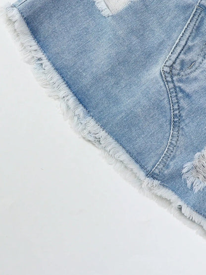 Distressed Denim Vest & Skirt Set for Girls | Trendy Two-Piece Outfit for Kids