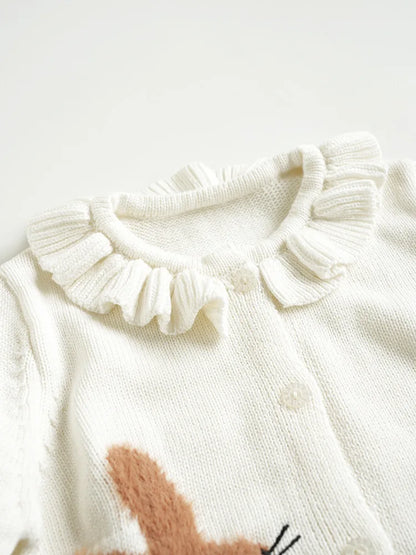 Baby & Toddler Girls Cotton Knit Cardigan (2–6 Years) – Button-Front Sweater with Duck Embroidery